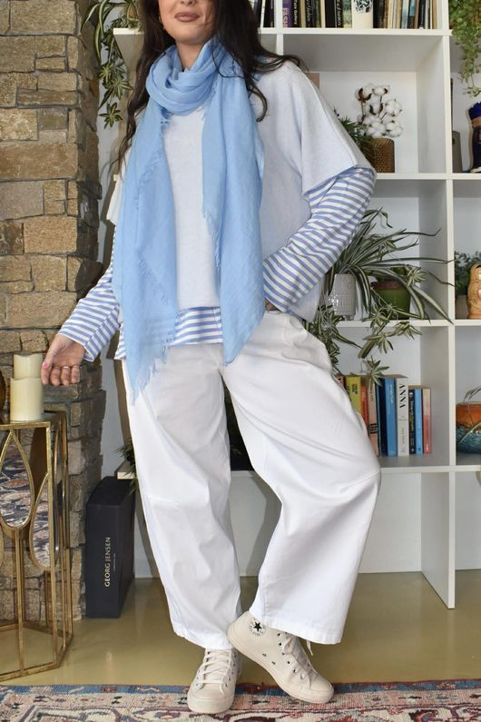  Perfect Breton V Long Sleeve Top Light Denim /23